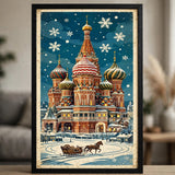 Close-up detail of Snowy St. Basil's at Christmas poster print