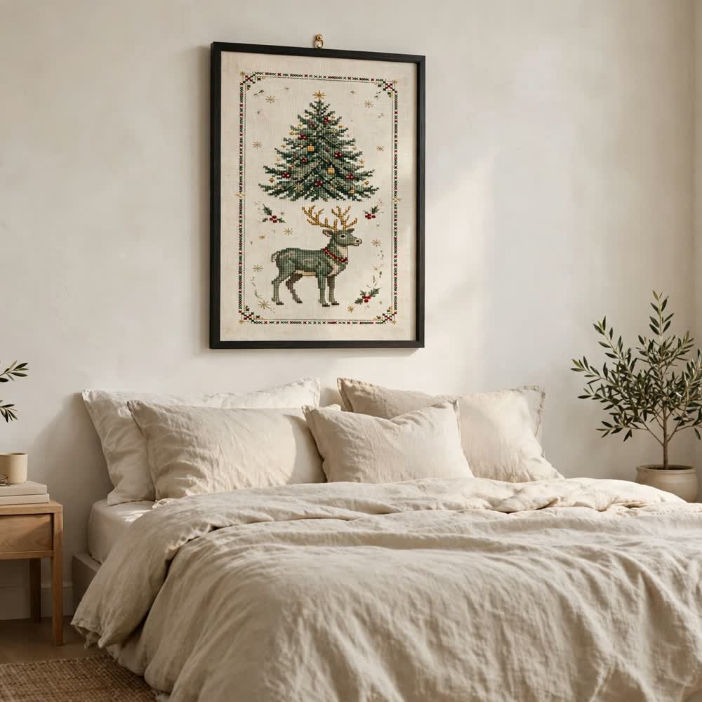 Cross-Stitch Noel — Vintage Cross-Stitch Christmas Poster