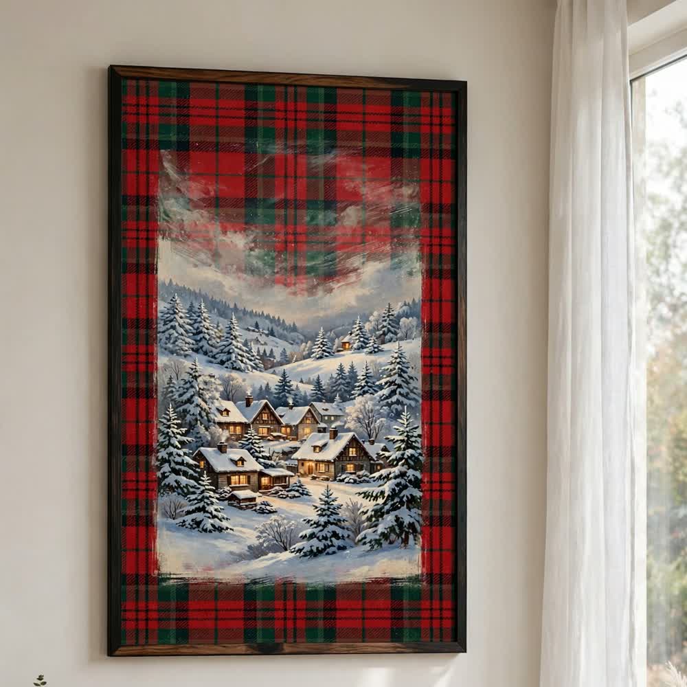 Tartan Noel — Vintage Winter Landscape Poster
