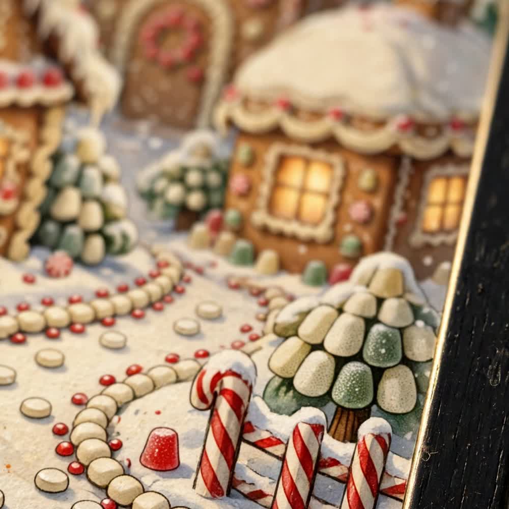Gingerbread Village — Vintage Winter Landscape Poster