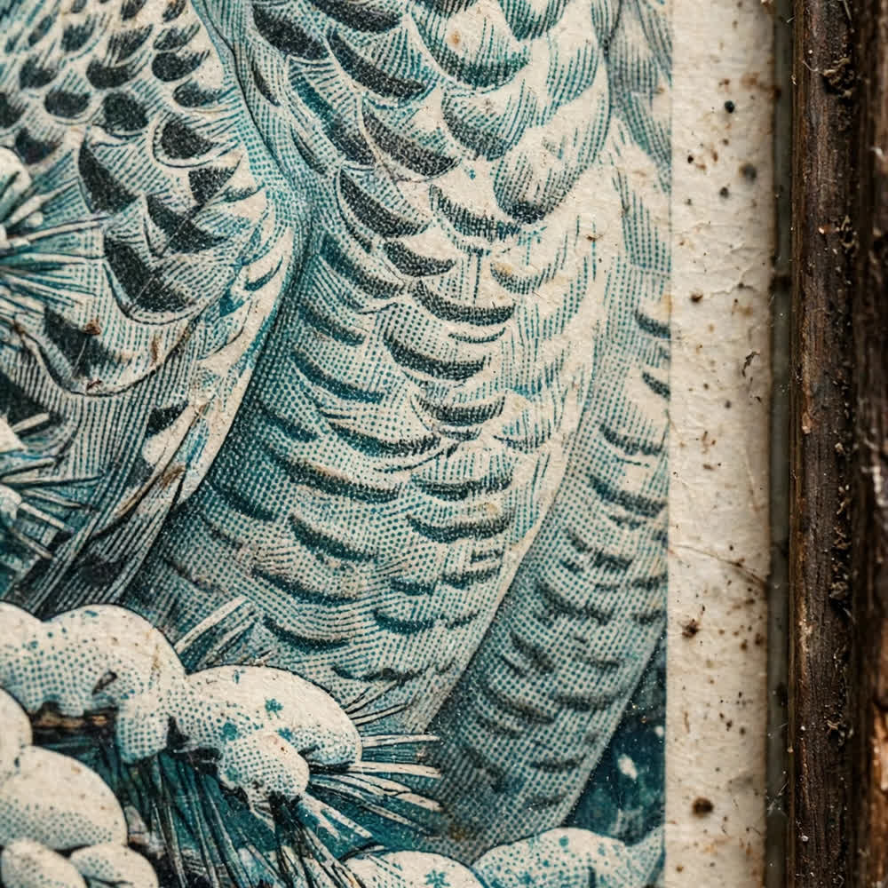 Snowy Owl Portrait — Vintage Winter Landscape Poster