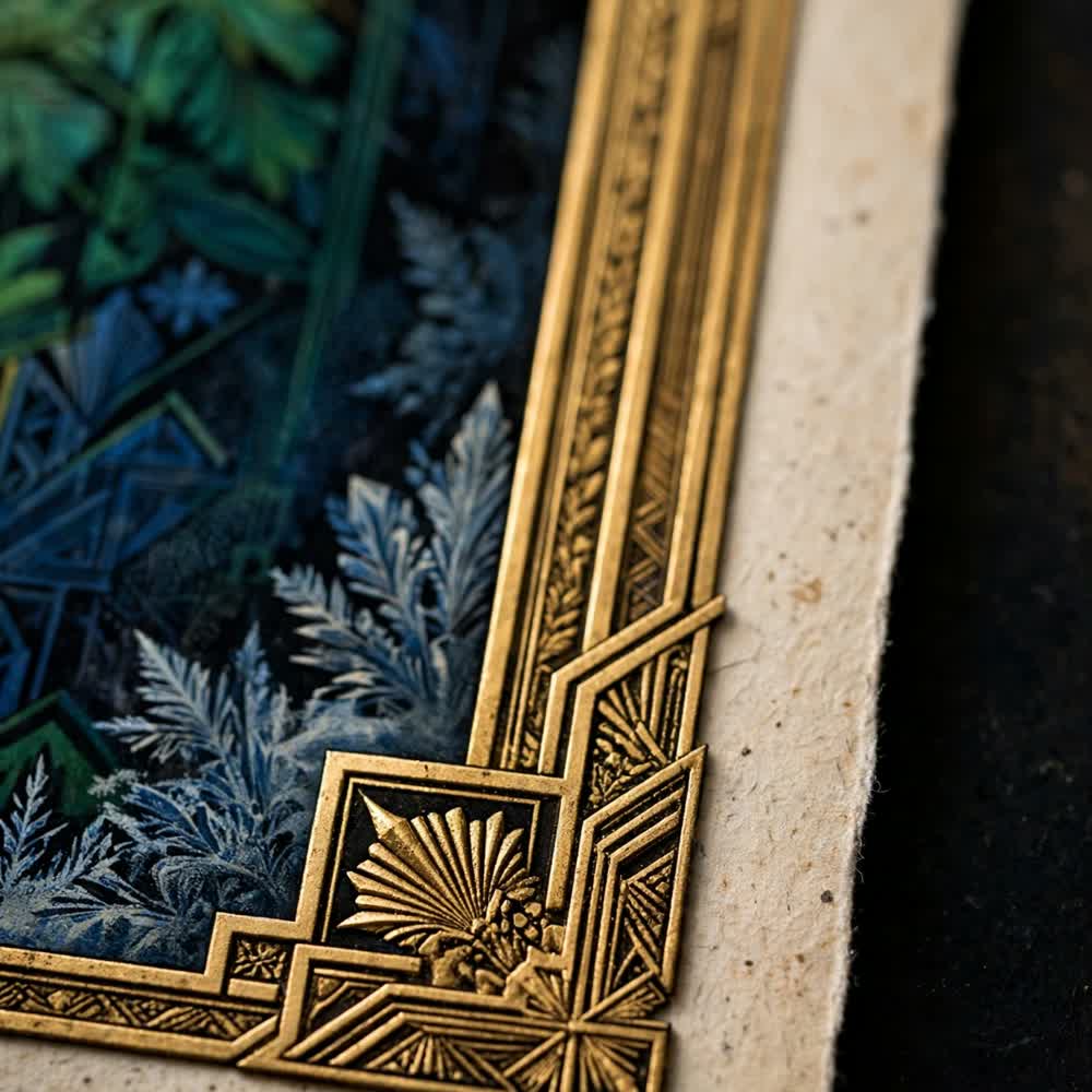 Brass Arch Star — Vintage Winter Landscape Poster