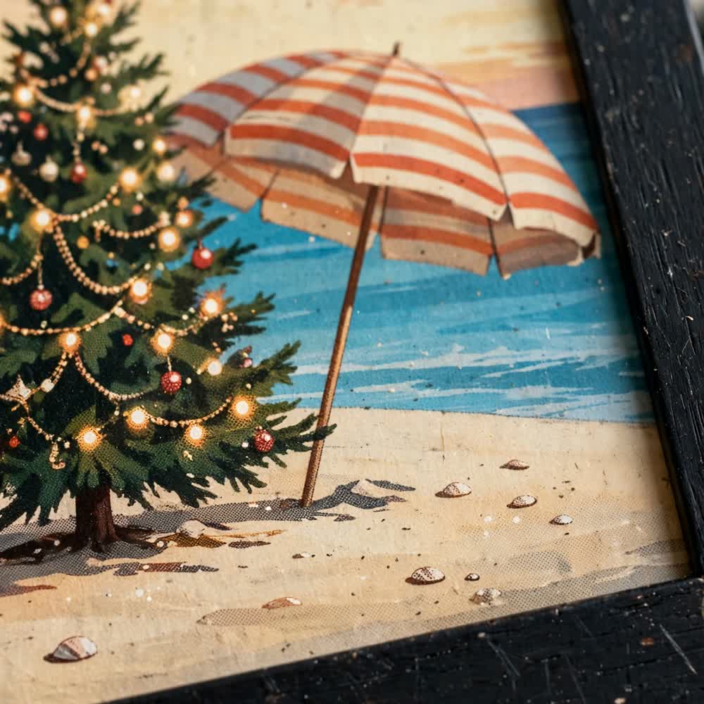 Palm-Tree Christmas — Vintage Tropical Christmas Poster