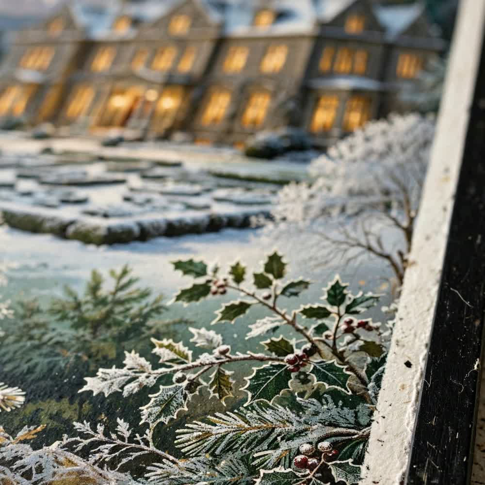 Heritage Manor Christmas — Vintage Winter Landscape Poster