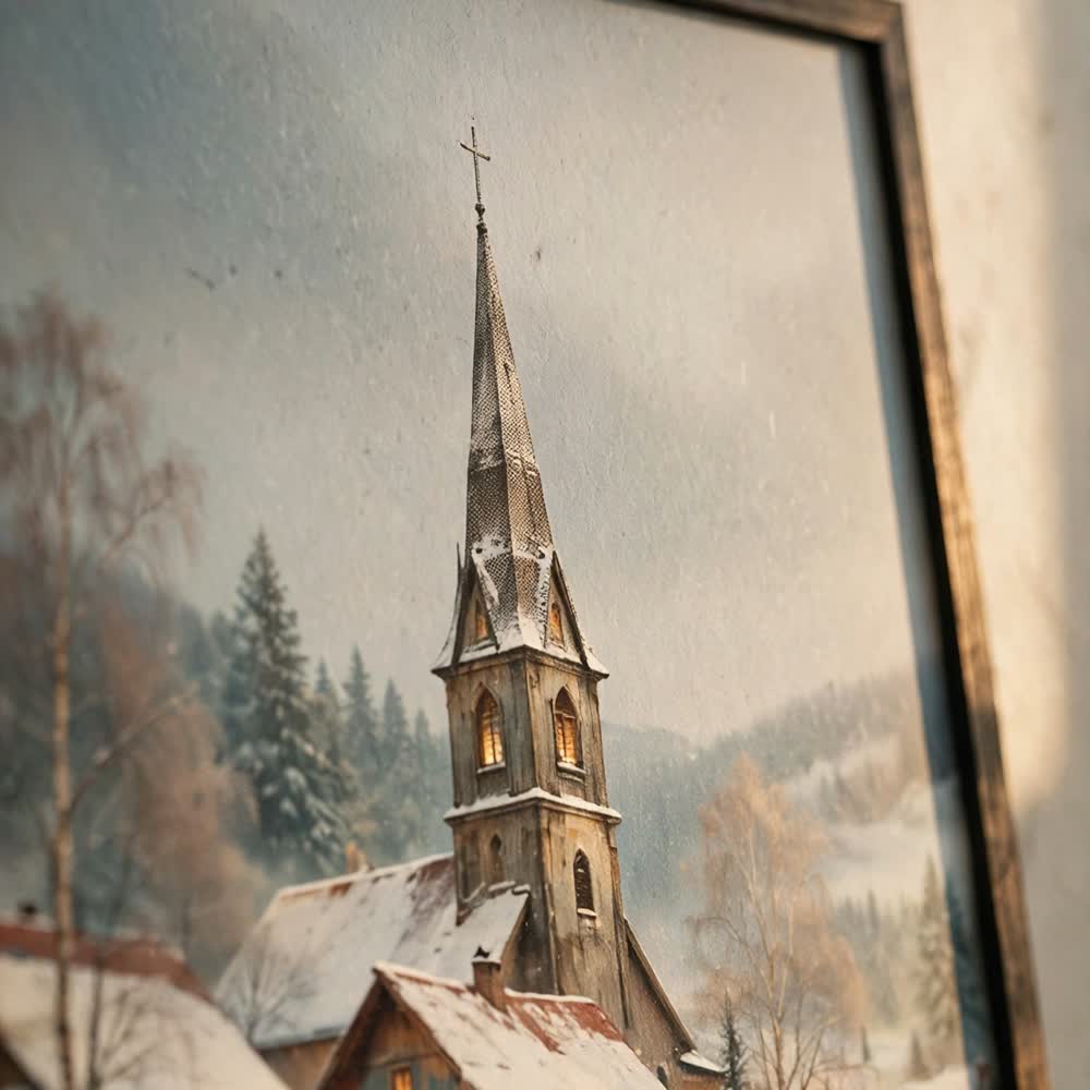 Film-Photo Christmas Morning — Vintage Winter Landscape Poster