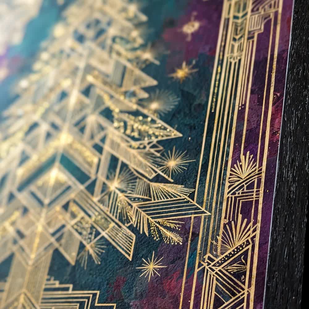 Neo-Deco Noel — Vintage Winter Landscape Poster