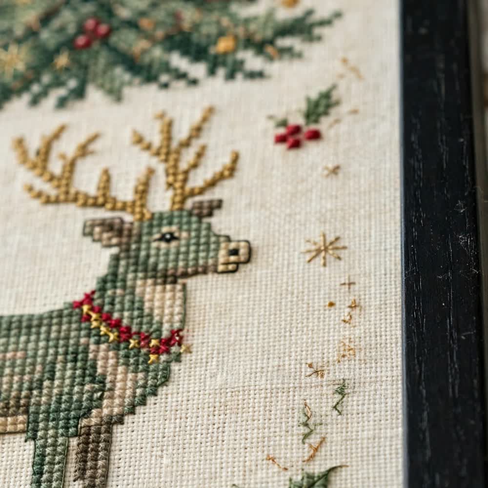 Cross-Stitch Noel — Vintage Cross-Stitch Christmas Poster