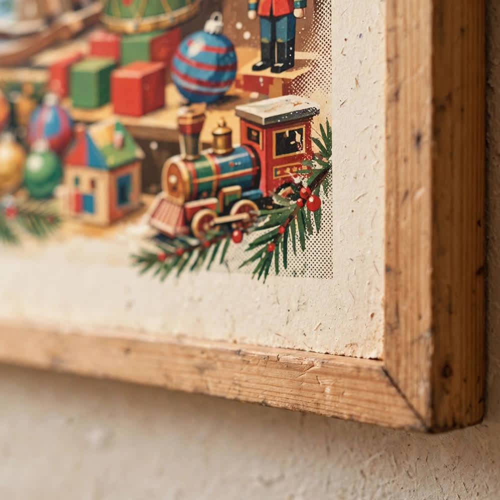Whimsy Toy-Shop Window — Vintage Christmas Poster