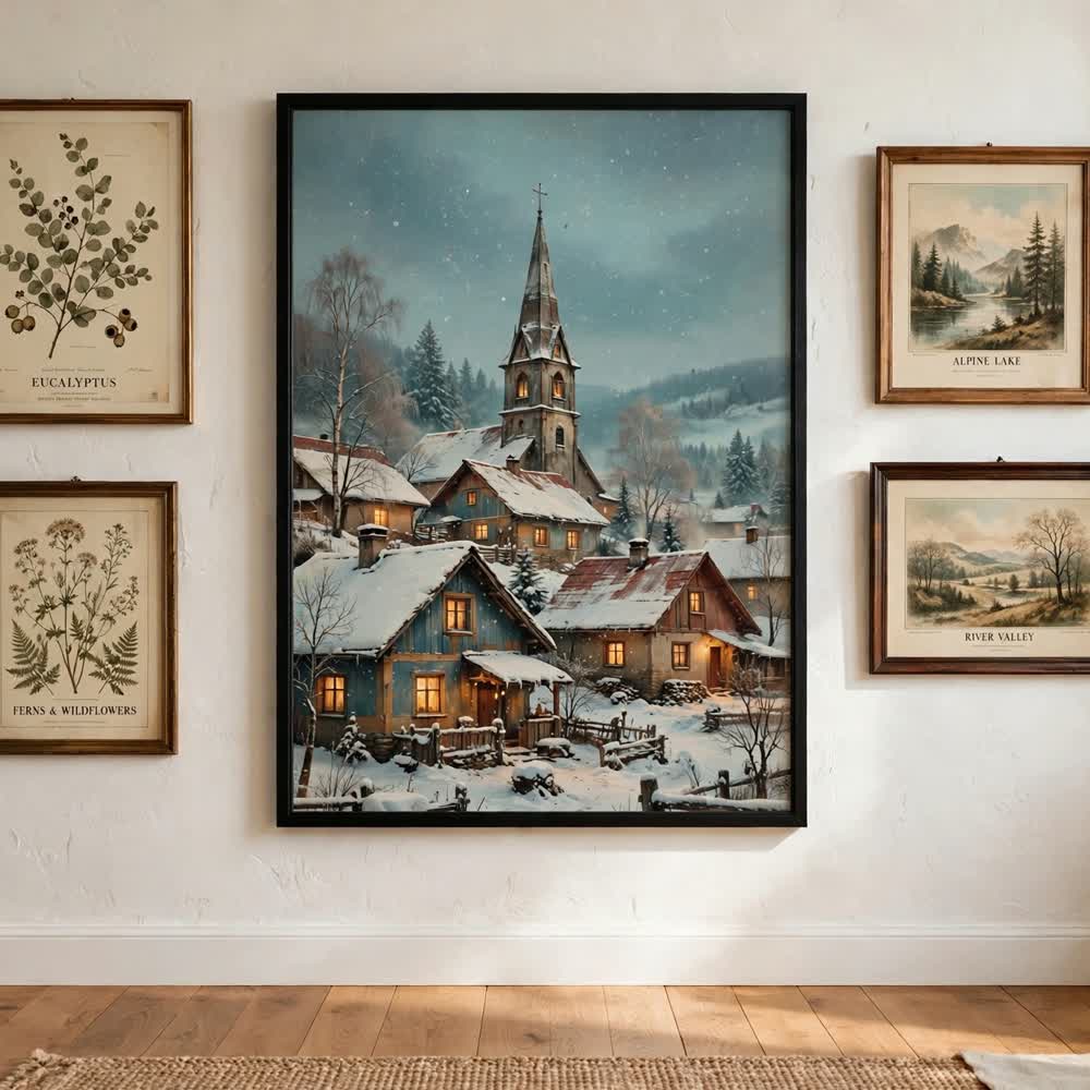 Film-Photo Christmas Morning — Vintage Winter Landscape Poster