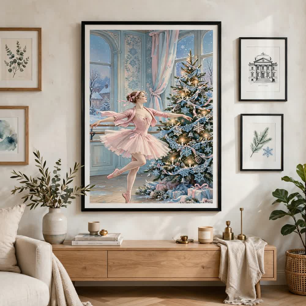 Ballet Rehearsal Eve — Vintage Winter Landscape Poster