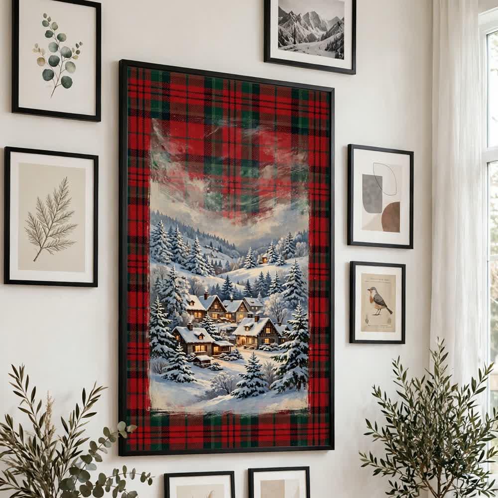 Tartan Noel — Vintage Winter Landscape Poster