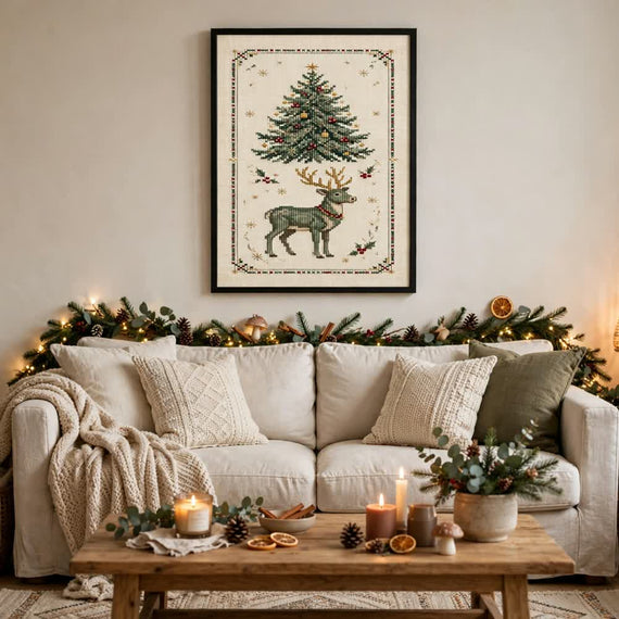 Cross-Stitch Noel — Vintage Cross-Stitch Christmas Poster