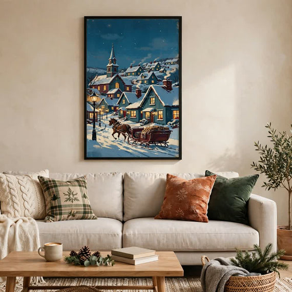 Vintage Sleigh Ride — Vintage Winter Landscape Poster
