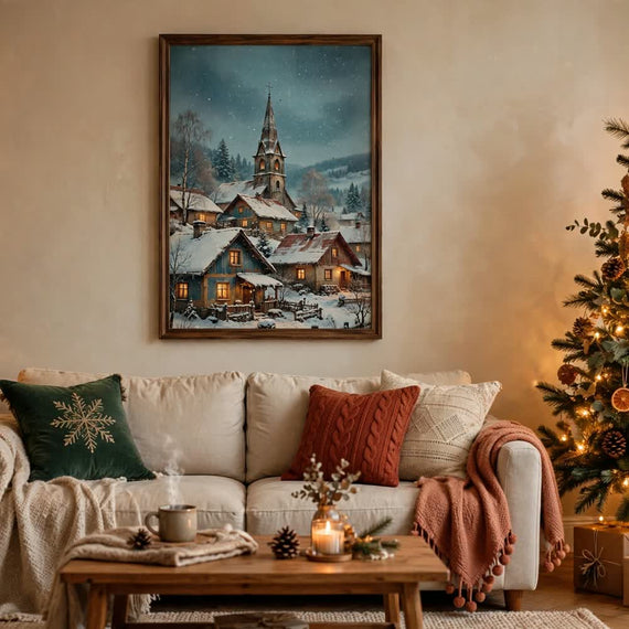 Film-Photo Christmas Morning — Vintage Winter Landscape Poster