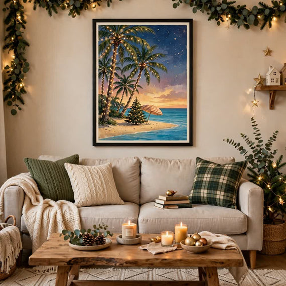 Palm-Tree Christmas — Vintage Tropical Christmas Poster
