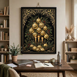 Noir & Gold Ornaments poster in a home office