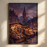 Close-up detail of Wine-Red Christmas Market poster print quality