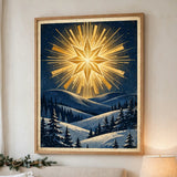 Starry Bethlehem Night poster in a minimalist bedroom