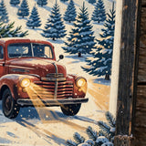Snowy Pickup at the Tree Farm poster print close-up detail