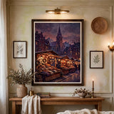 Wine-Red Christmas Market poster as centerpiece of a gallery wall