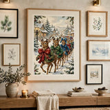 Storybook Deer Parade poster as centerpiece of a gallery wall