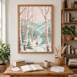 Peppermint Forest poster framed in home-office mockup