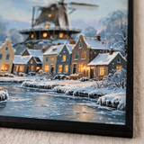 Close-up detail of Snowy Windmill at Dusk poster print quality