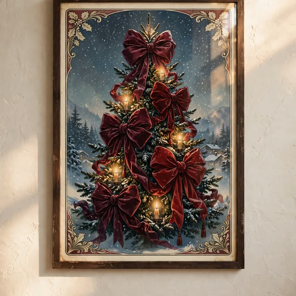 Close-up detail of Velvet Bow Tree poster print quality