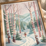 Peppermint Forest poster framed in close-up mockup