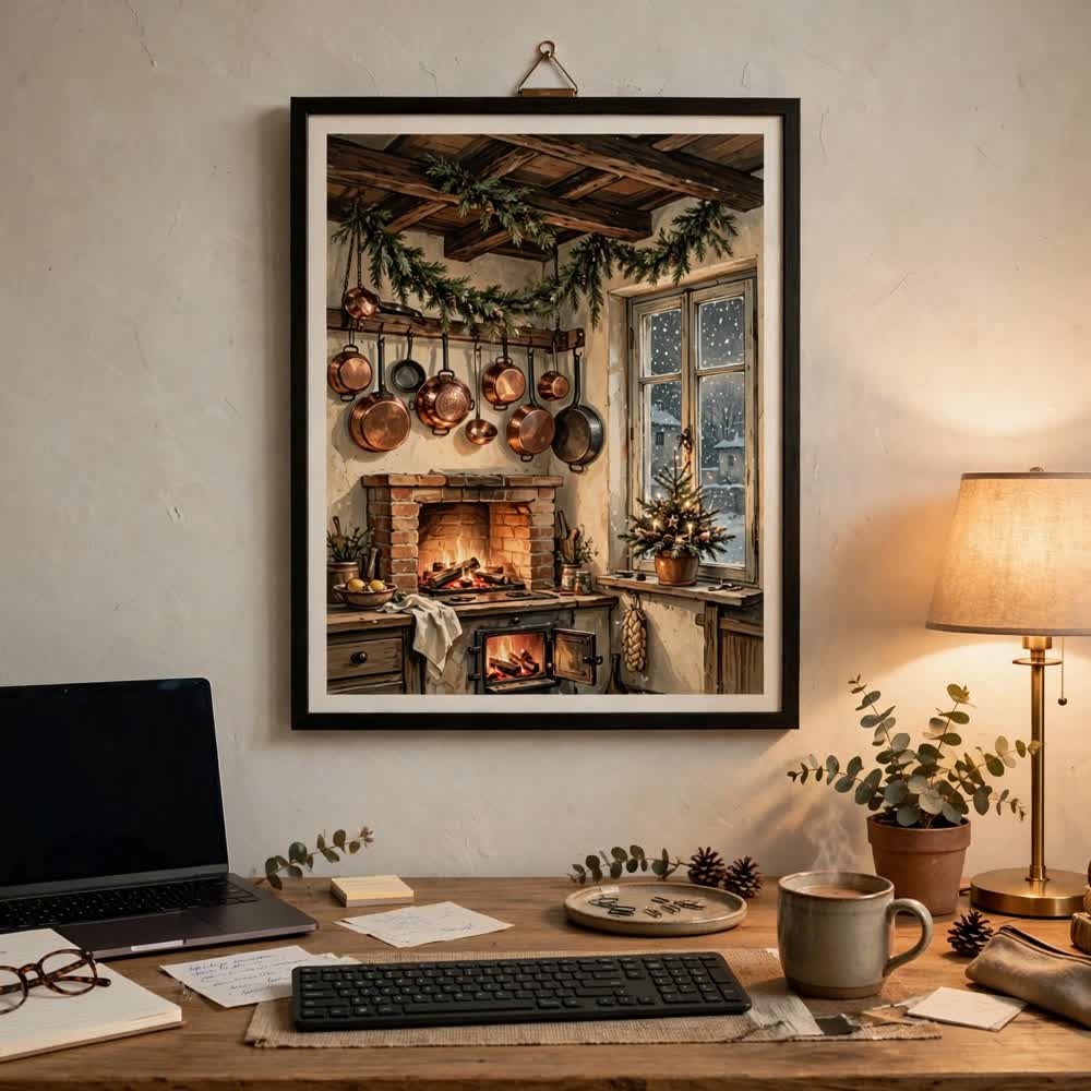 Nonna's Christmas Kitchen — Vintage Christmas Kitchen Poster