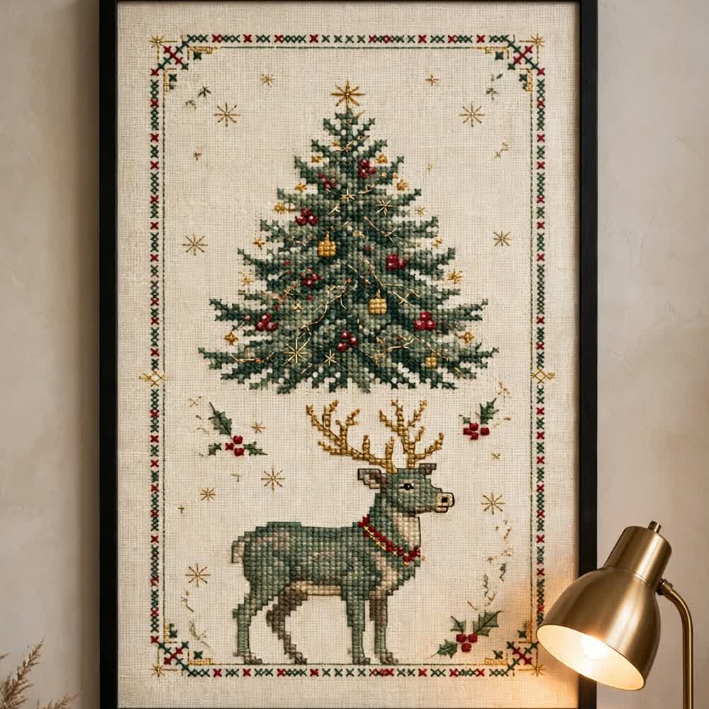 Cross-Stitch Noel — Vintage Cross-Stitch Christmas Poster