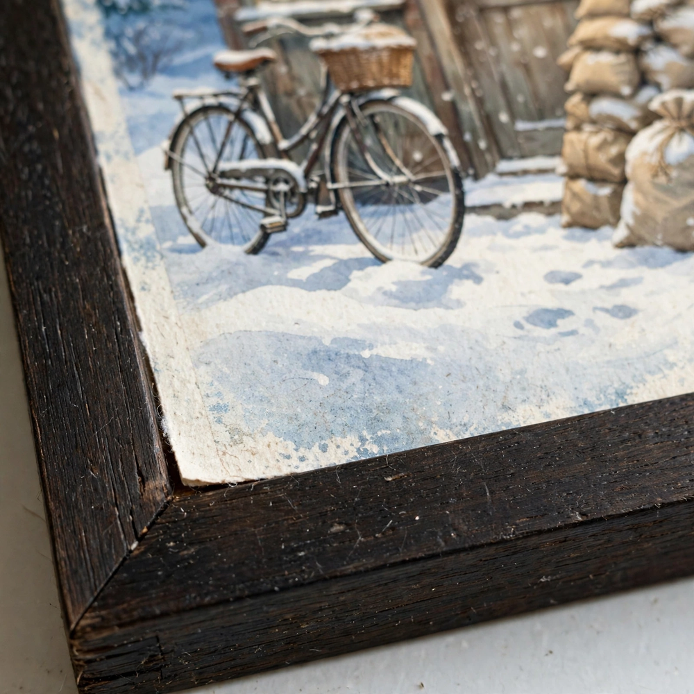 Close-up detail of The Old Post Office at Christmas poster print quality