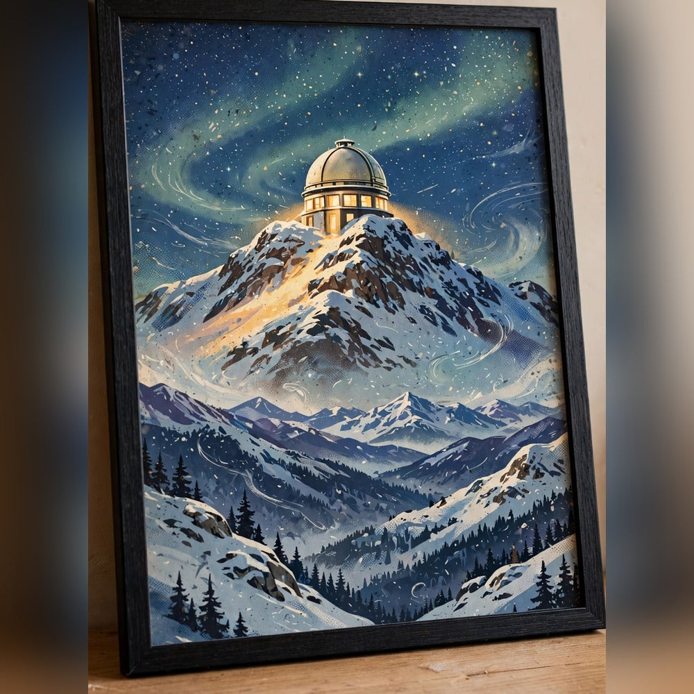 Alpine Observatory at Night poster in close-up