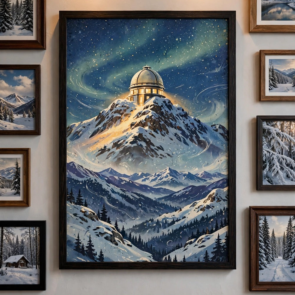 Alpine Observatory at Night poster in gallery-wall