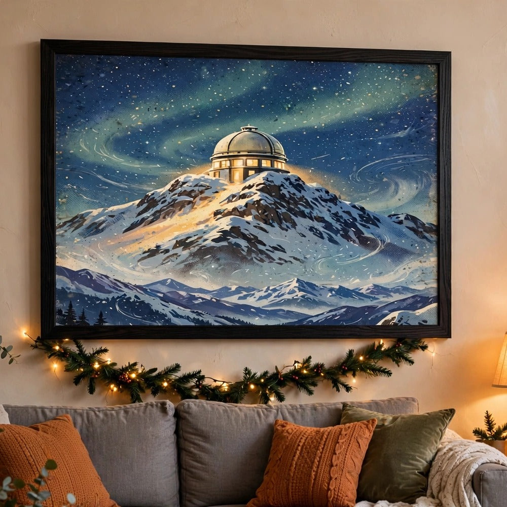 Alpine Observatory at Night poster in living-room