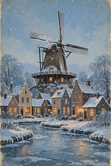 Snowy Windmill at Dusk promo video