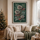 Frosted Pinecone Botanical vintage Christmas poster — livingroom