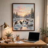 Ice Harvest Morning poster in a home office