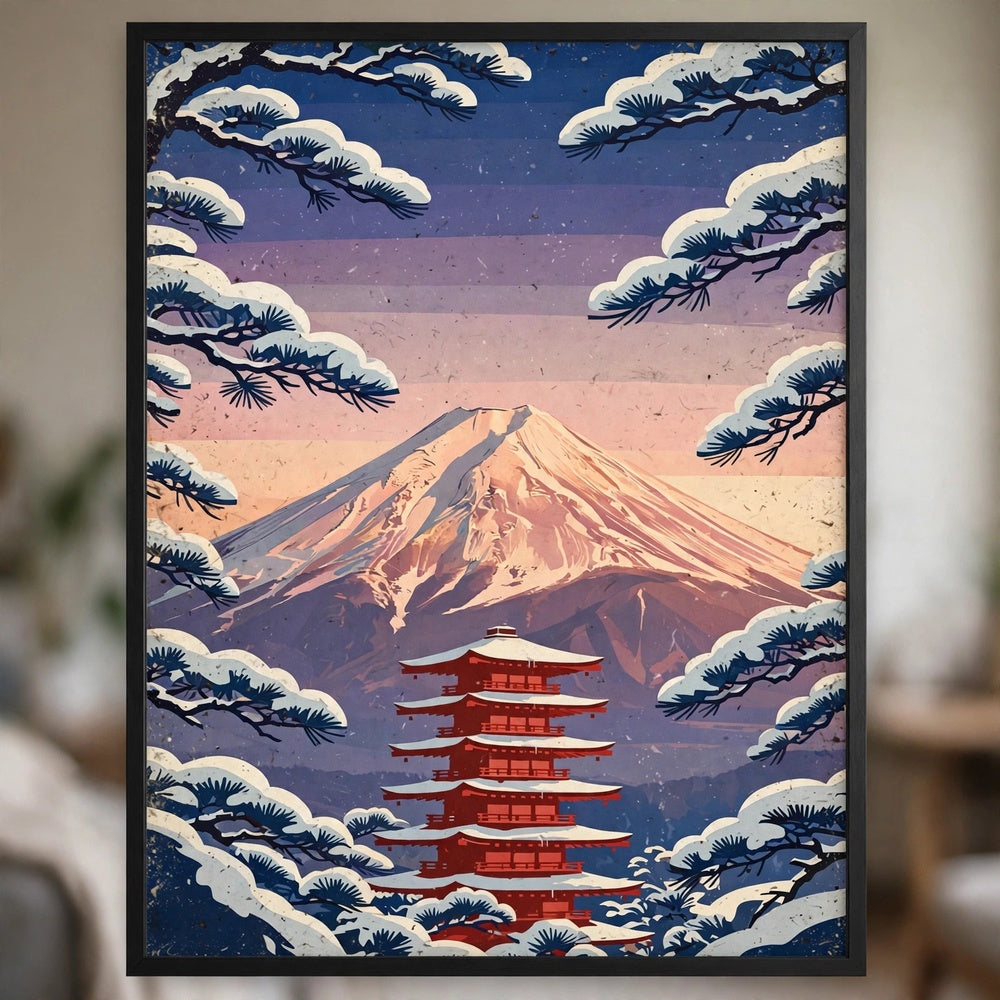 Snowy Mt. Fuji at Dawn poster in closeup