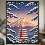 Snowy Mt. Fuji at Dawn poster in closeup