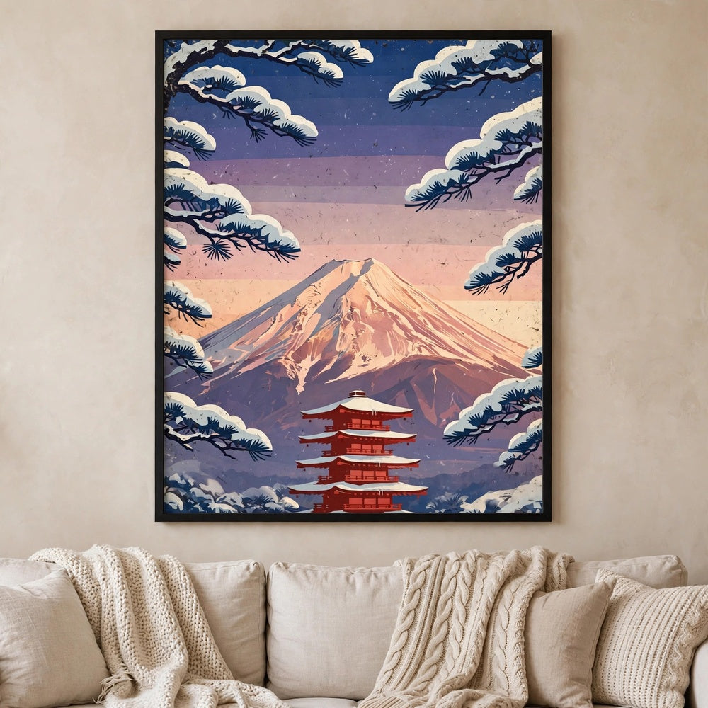 Snowy Mt. Fuji at Dawn poster in livingroom
