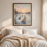 Vintage Ice Yacht Race poster in framed mockup