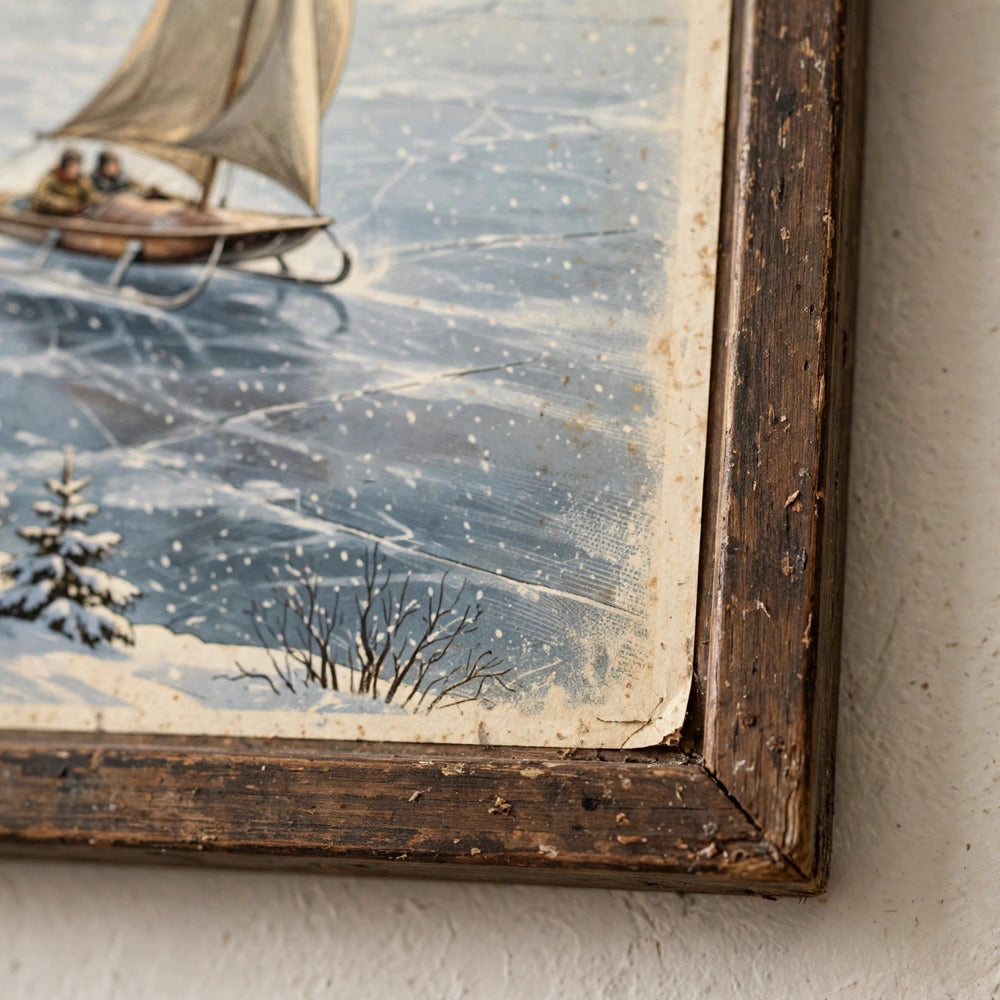 Vintage Ice Yacht Race poster in framed mockup