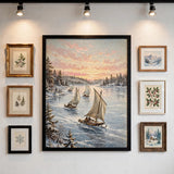 Vintage Ice Yacht Race poster in framed mockup