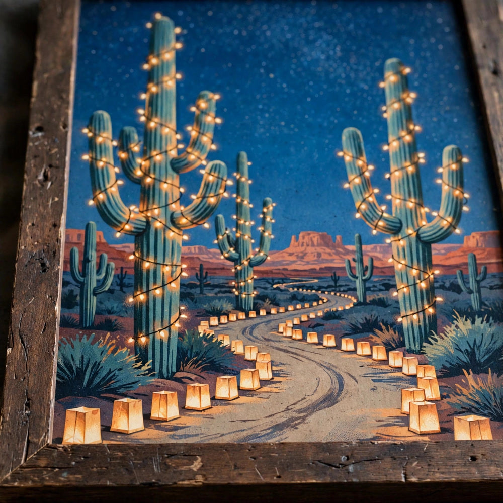 Christmas in the Desert — Vintage Winter Landscape Poster