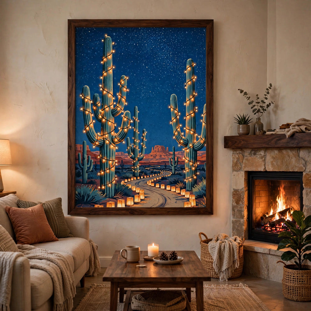 Christmas in the Desert — Vintage Winter Landscape Poster