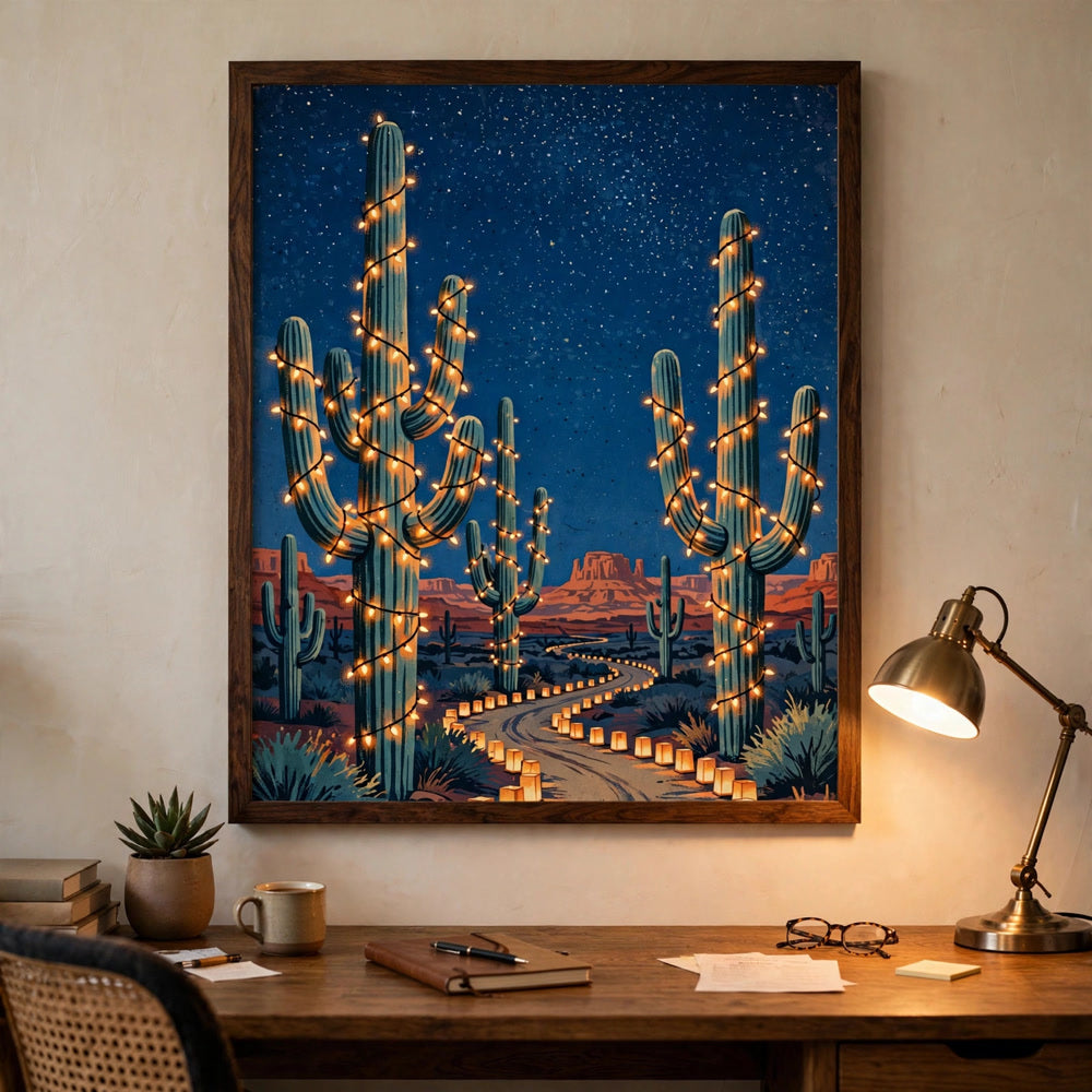 Christmas in the Desert — Vintage Winter Landscape Poster