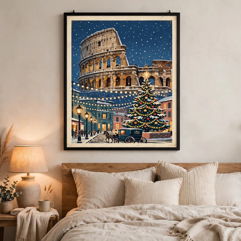 Christmas in Rome — Vintage Winter Landscape Poster