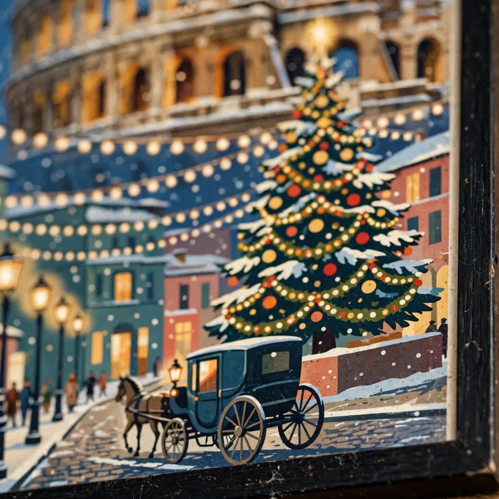Christmas in Rome — Vintage Winter Landscape Poster