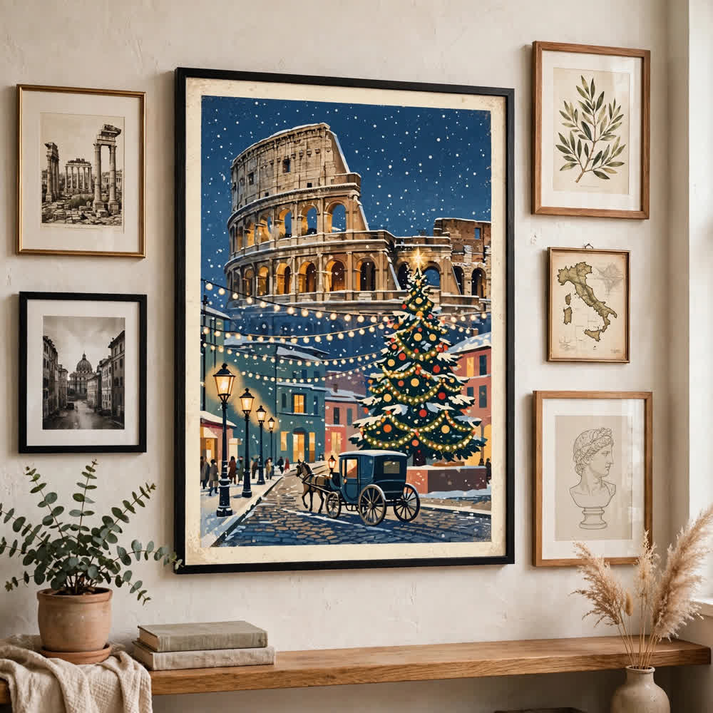 Christmas in Rome — Vintage Winter Landscape Poster